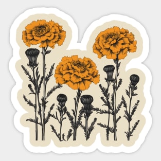 Marigold Flowers Botanical Sticker